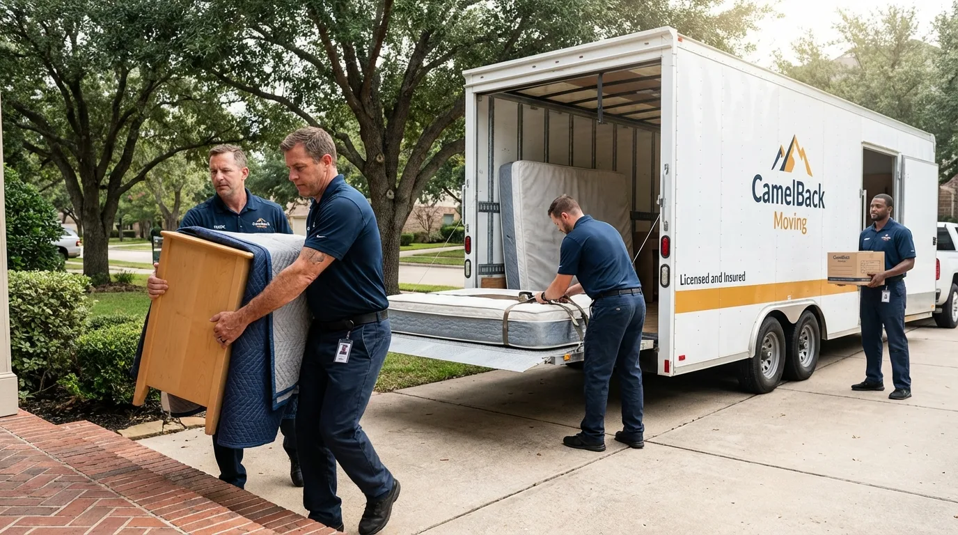 Crew loading residential truck for cross-state move from Brightwood, VA