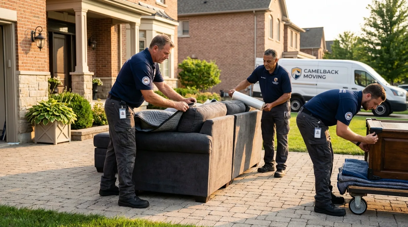 Large estate moving crew wrapping furniture in Brightwood, VA